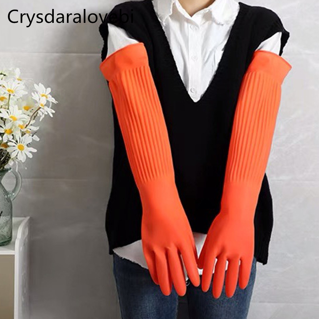 Rubber Glove Cleaning - 45/55cm Waterproof Household Gloves Warm Dishwashing