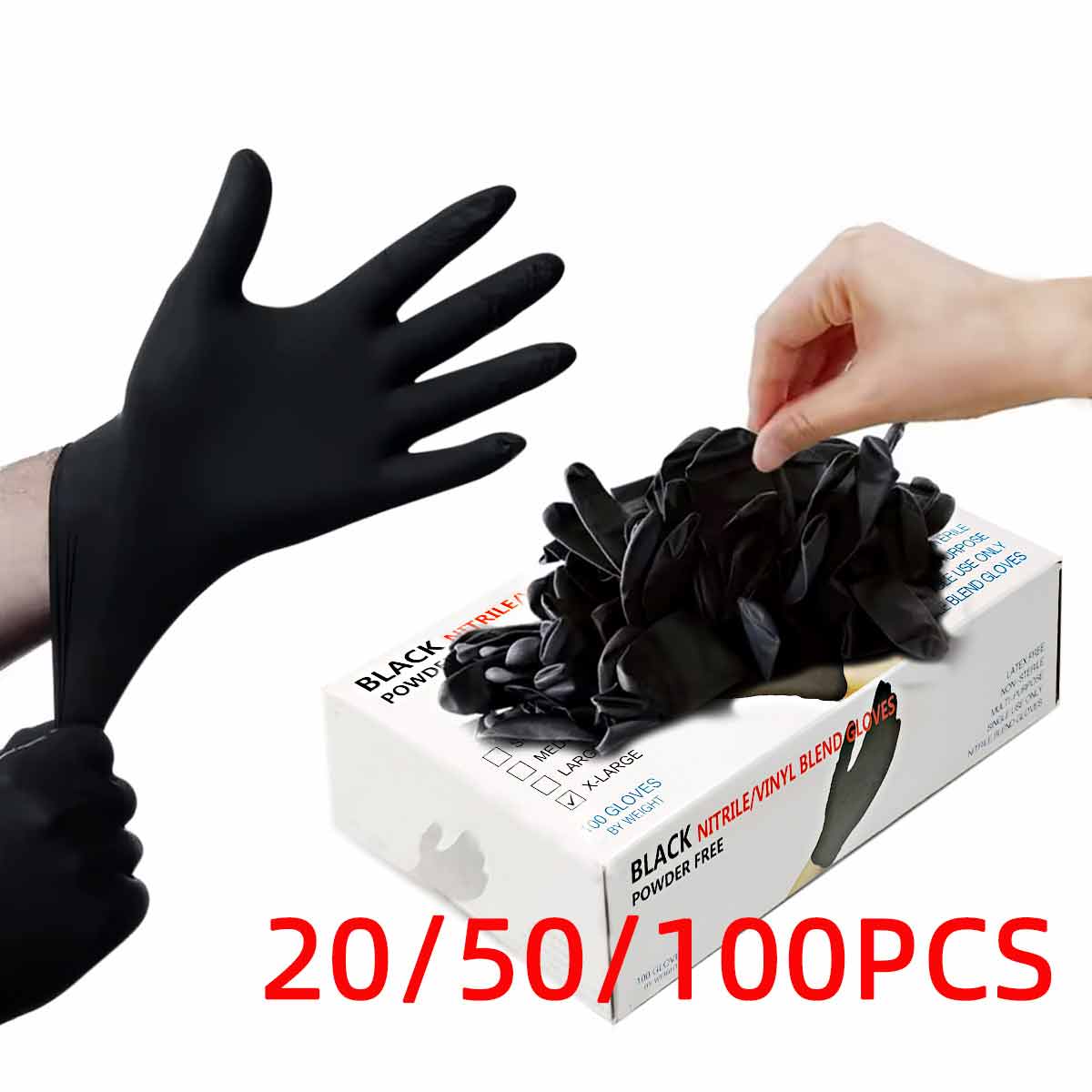 20/50/100pcs Black Vinyl Glove - огляд і ціна Rubber Glove Cleaning